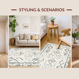 Ultra Soft Area Rug, Non Slip, Stain Resistant, Washable Area Rugs for Living Room, Bedroom, Cozy Earth Tone Patterned Piece(Beige)