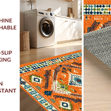 Ultra Soft Area Rug, Non Slip, Stain Resistant, Washable Area Rugs for Living Room, Bedroom, Vibrant Tribal Color Splash(Orange)