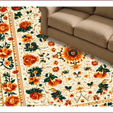Ultra Soft Area Rug, Non Slip, Stain Resistant, Washable Area Rugs for Living Room, Bedroom, Soft Vintage Floral Boho Living Room(Beige)