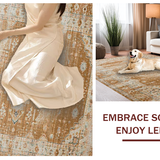 Ultra Soft Area Rug, Non Slip, Stain Resistant, Washable Area Rugs for Living Room, Bedroom, Chic Elegant Geometric Accents(Brown)