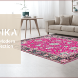 Ultra Soft Area Rug, Non Slip, Stain Resistant, Washable Area Rugs for Living Room, Bedroom, Contemporary Vibrant Graphic Motif(Pink)