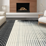 Ultra Soft Area Rug, Non Slip, Stain Resistant, Washable Area Rugs for Living Room, Bedroom, Modern Abstract Black & White Rug:  Woven Design(Black)