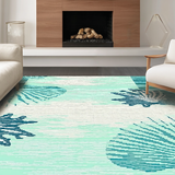 Ultra Soft Area Rug, Non Slip, Stain Resistant, Washable Area Rugs for Living Room, Bedroom, Rustic Oceanic Color Block Design(Ivory)