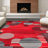 Ultra Soft Area Rug, Non Slip, Stain Resistant, Washable Area Rugs for Living Room, Bedroom, Sophisticated Geometric Red Accents(Red)