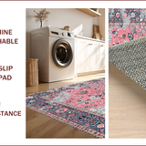 Ultra Soft Area Rug, Non Slip, Stain Resistant, Washable Area Rugs for Living Room, Bedroom, Soft Pastel Boho Patterned Delight(Pink)