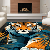 Ultra Soft Area Rug, Non Slip, Stain Resistant, Washable Area Rugs for Living Room, Bedroom, Whimsical Jungle Fantasy Pattern(Orange)