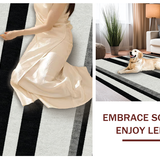 Ultra Soft Area Rug, Non Slip, Stain Resistant, Washable Area Rugs for Living Room, Bedroom, Bold Contrast: Black & White Stripe Modern Floor Rug(Gray)