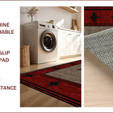 Ultra Soft Area Rug, Non Slip, Stain Resistant, Washable Area Rugs for Living Room, Bedroom, Rustic Earthy Star Pattern(Red)