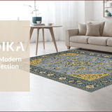Ultra Soft Area Rug, Non Slip, Stain Resistant, Washable Area Rugs for Living Room, Bedroom, Sleek Monochrome Floral Arrangement(Blue)