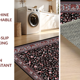 Ultra Soft Area Rug, Non Slip, Stain Resistant, Washable Area Rugs for Living Room, Bedroom, Classical Floral Medley in Dark Tones(Black)
