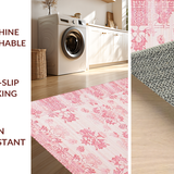 Ultra Soft Area Rug, Non Slip, Stain Resistant, Washable Area Rugs for Living Room, Bedroom, Enchanting Dreamy Floral Motifs(Pink)