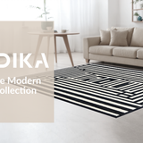 Ultra Soft Area Rug, Non Slip, Stain Resistant, Washable Area Rugs for Living Room, Bedroom, Contemporary Stripe Balance Rug with Dynamic Two-Tone Linear Motif(Black)