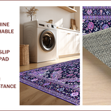 Ultra Soft Area Rug, Non Slip, Stain Resistant, Washable Area Rugs for Living Room, Bedroom, Eclectic Vintage Colorful Motif(Blue)