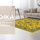 Ultra Soft Area Rug, Non Slip, Stain Resistant, Washable Area Rugs for Living Room, Bedroom, Stylish Abstract Flower Arrangement(Yellow)