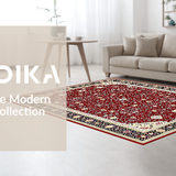 Ultra Soft Area Rug, Non Slip, Stain Resistant, Washable Area Rugs for Living Room, Bedroom, Whimsical Red Ivory Tiled Layout(Red)