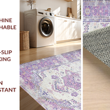 Ultra Soft Area Rug, Non Slip, Stain Resistant, Washable Area Rugs for Living Room, Bedroom, Chic Pastel Geometric Design(Purple)