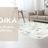 Ultra Soft Area Rug, Non Slip, Stain Resistant, Washable Area Rugs for Living Room, Bedroom, Sophisticated Gray Flower Accents(White)