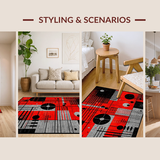 Ultra Soft Area Rug, Non Slip, Stain Resistant, Washable Area Rugs for Living Room, Bedroom, Bold Contemporary Audio Visuals(Red)