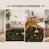 Ultra Soft Area Rug, Non Slip, Stain Resistant, Washable Area Rugs for Living Room, Bedroom, Necromancer's Study Rug Collection - Arcane Floor Art - Dark Academia(Black)