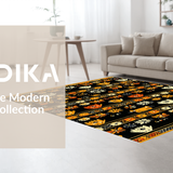 Ultra Soft Area Rug, Non Slip, Stain Resistant, Washable Area Rugs for Living Room, Bedroom, Lively Black Cat with Blooming Flora(Black)
