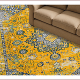 Ultra Soft Area Rug, Non Slip, Stain Resistant, Washable Area Rugs for Living Room, Bedroom, Elegant Vintage Medallion Aesthetic(Yellow)