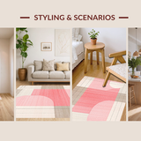 Ultra Soft Area Rug, Non Slip, Stain Resistant, Washable Area Rugs for Living Room, Bedroom, Graceful Contemporary Patterned Flow(Pink)