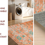 Ultra Soft Area Rug, Non Slip, Stain Resistant, Washable Area Rugs for Living Room, Bedroom, Cozy Rust and Teal Medallion(Orange)