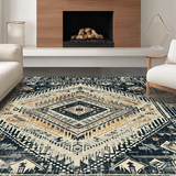 Ultra Soft Area Rug, Non Slip, Stain Resistant, Washable Area Rugs for Living Room, Bedroom, Rustic Dark Vintage Medallion Style(Brown)