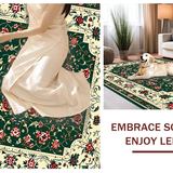 Ultra Soft Area Rug, Non Slip, Stain Resistant, Washable Area Rugs for Living Room, Bedroom, Whimsical Green Petal Design(Green)