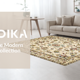Ultra Soft Area Rug, Non Slip, Stain Resistant, Washable Area Rugs for Living Room, Bedroom, Rustic Neutral Botanical Motif(Beige)