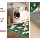 Ultra Soft Area Rug, Non Slip, Stain Resistant, Washable Area Rugs for Living Room, Bedroom, Rustic Boho Bedroom Non-Slip Decorative Carpet(Green)