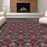Ultra Soft Area Rug, Non Slip, Stain Resistant, Washable Area Rugs for Living Room, Bedroom, Rustic Octagonal Textured Design(Red)