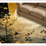Ultra Soft Area Rug, Non Slip, Stain Resistant, Washable Area Rugs for Living Room, Bedroom, Artful Abstract Black Tones(Gold)