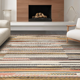 Ultra Soft Area Rug, Non Slip, Stain Resistant, Washable Area Rugs for Living Room, Bedroom, Vibrant Chindi Striped Aesthetic(Orange)