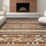 Ultra Soft Area Rug, Non Slip, Stain Resistant, Washable Area Rugs for Living Room, Bedroom, Modern Vintage Lattice Composition(Brown)