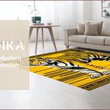 Ultra Soft Area Rug, Non Slip, Stain Resistant, Washable Area Rugs for Living Room, Bedroom, Dynamic Yellow Black Print(Black)