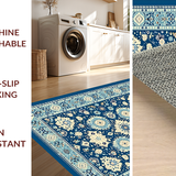 Ultra Soft Area Rug, Non Slip, Stain Resistant, Washable Area Rugs for Living Room, Bedroom, Vibrant Coastal Medallion Aesthetic(Blue)