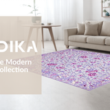 Ultra Soft Area Rug, Non Slip, Stain Resistant, Washable Area Rugs for Living Room, Bedroom, Lush Retro Flower Aesthetic(Purple)