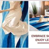 Ultra Soft Area Rug, Non Slip, Stain Resistant, Washable Area Rugs for Living Room, Bedroom, Vibrant Seaside Fluid Design(Blue)