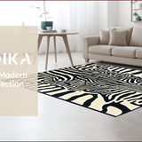 Ultra Soft Area Rug, Non Slip, Stain Resistant, Washable Area Rugs for Living Room, Bedroom, Ivory Black Animal Design Hallway Carpet(Black)