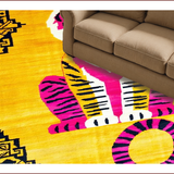 Ultra Soft Area Rug, Non Slip, Stain Resistant, Washable Area Rugs for Living Room, Bedroom, Chic Abstract Animal Motif(Yellow)