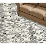 Ultra Soft Area Rug, Non Slip, Stain Resistant, Washable Area Rugs for Living Room, Bedroom, Global Geometric Contrast Motif(Black)