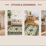 Ultra Soft Area Rug, Non Slip, Stain Resistant, Washable Area Rugs for Living Room, Bedroom, Distressed Vintage Neutral Living Room Area Rug(Ivory)