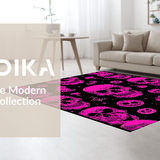 Ultra Soft Area Rug, Non Slip, Stain Resistant, Washable Area Rugs for Living Room, Bedroom, Chic Contemporary Halloween Motif(Pink)