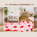 Ultra Soft Area Rug, Non Slip, Stain Resistant, Washable Area Rugs for Living Room, Bedroom, Whimsical Fruit-Themed Bath Decor(Red)