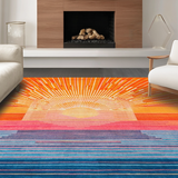 Ultra Soft Area Rug, Non Slip, Stain Resistant, Washable Area Rugs for Living Room, Bedroom, Artistic Round Design with Radiance(Orange)
