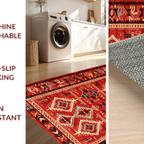 Ultra Soft Area Rug, Non Slip, Stain Resistant, Washable Area Rugs for Living Room, Bedroom, Contemporary Abstract Southwestern Fusion(Red)