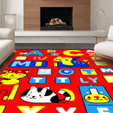 Ultra Soft Area Rug, Non Slip, Stain Resistant, Washable Area Rugs for Living Room, Bedroom, Whimsical ABC Animal Imagery(Blue)