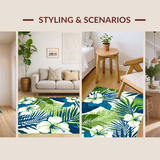 Elegant Blue Green Botanical Print(Blue)