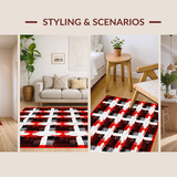 Ultra Soft Area Rug, Non Slip, Stain Resistant, Washable Area Rugs for Living Room, Bedroom, Artistic Minimalist Web Arrangement(Red)